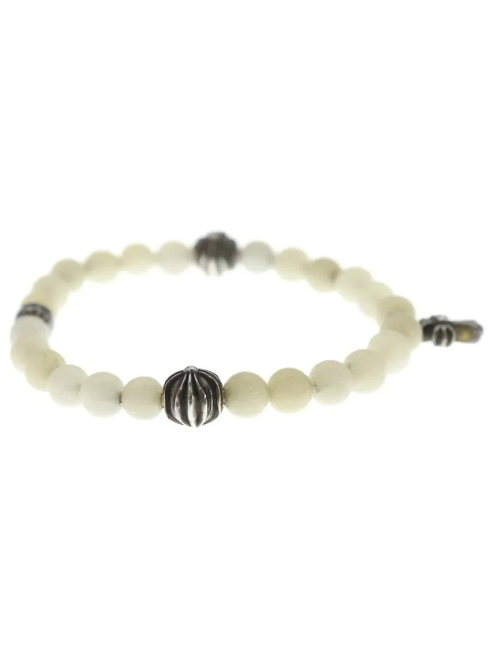 Chrome Hearts 6 Bead Cross Bracelet Silver White
